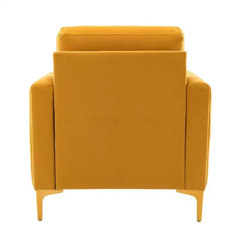 Lot de 2 fauteuils club contemporains Iapygia capitonnés en bois avec pieds en métal pour chambre à coucher | ART OF LIVING DESIGNS