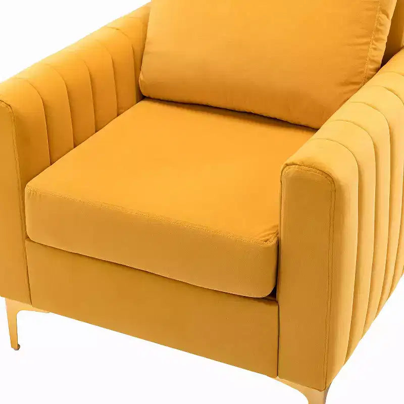 Lot de 2 fauteuils club contemporains Iapygia capitonnés en bois avec pieds en métal pour chambre à coucher | ART OF LIVING DESIGNS