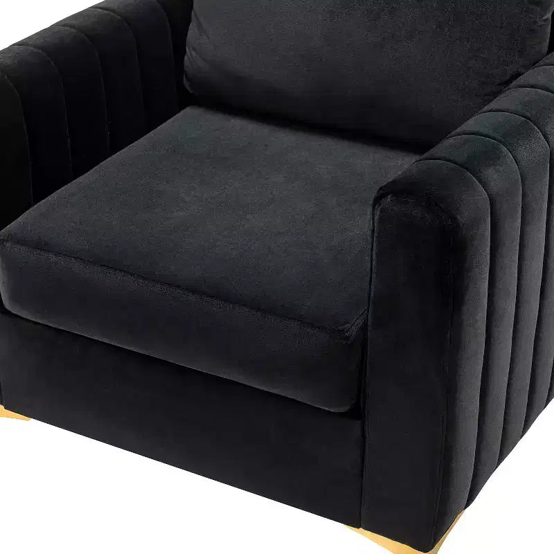 Lot de 2 fauteuils club contemporains Iapygia capitonnés en bois avec pieds en métal pour chambre à coucher | ART OF LIVING DESIGNS