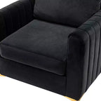 Lot de 2 fauteuils club contemporains Iapygia capitonnés en bois avec pieds en métal pour chambre à coucher | ART OF LIVING DESIGNS