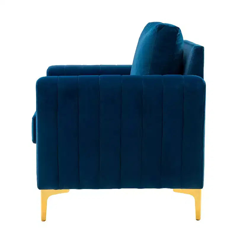 Lot de 2 fauteuils club contemporains Iapygia capitonnés en bois avec pieds en métal pour chambre à coucher | ART OF LIVING DESIGNS