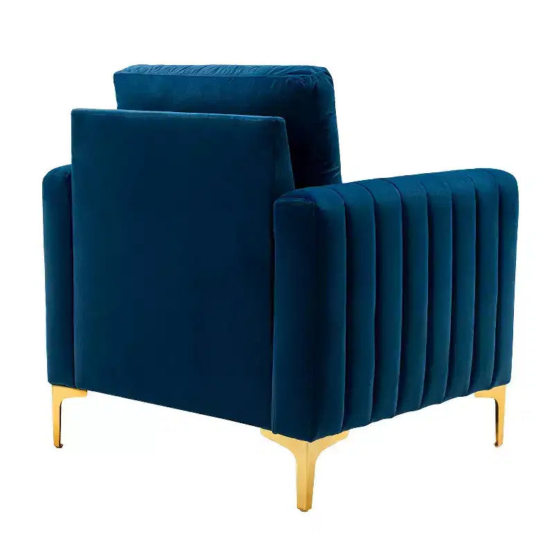 Lot de 2 fauteuils club contemporains Iapygia capitonnés en bois avec pieds en métal pour chambre à coucher | ART OF LIVING DESIGNS