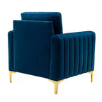 Lot de 2 fauteuils club contemporains Iapygia capitonnés en bois avec pieds en métal pour chambre à coucher | ART OF LIVING DESIGNS
