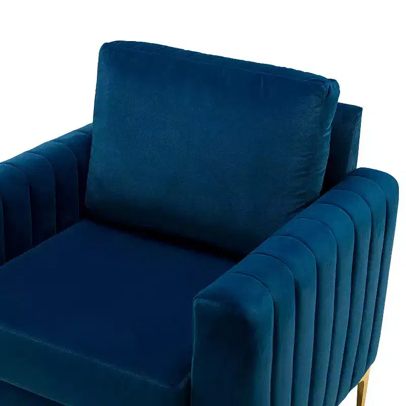 Lot de 2 fauteuils club contemporains Iapygia capitonnés en bois avec pieds en métal pour chambre à coucher | ART OF LIVING DESIGNS