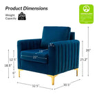 Lot de 2 fauteuils club contemporains Iapygia capitonnés en bois avec pieds en métal pour chambre à coucher | ART OF LIVING DESIGNS