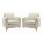 Set of 2 Iapygia Contemporary Tufted Wooden Upholstered Club Chair with Metal Legs for Bedroom Club Chair| ART OF LIVING DESIGNS
