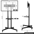 Yaheetech Support TV Mobile Réglable Chariot TV Moderne Noir