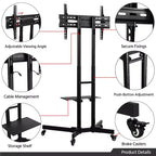 Yaheetech Support TV Mobile Réglable Chariot TV Moderne Noir