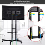 Yaheetech Support TV Mobile Réglable Chariot TV Moderne Noir