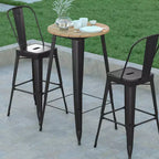 Table de bar Emma et Oliver pour intérieur/extérieur, plateau rond en polyrésine tout temps de 60 cm avec base en acier