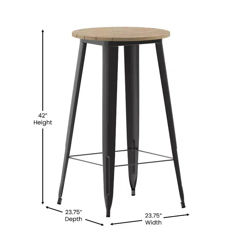 Table de bar Emma et Oliver pour intérieur/extérieur, plateau rond en polyrésine tout temps de 60 cm avec base en acier