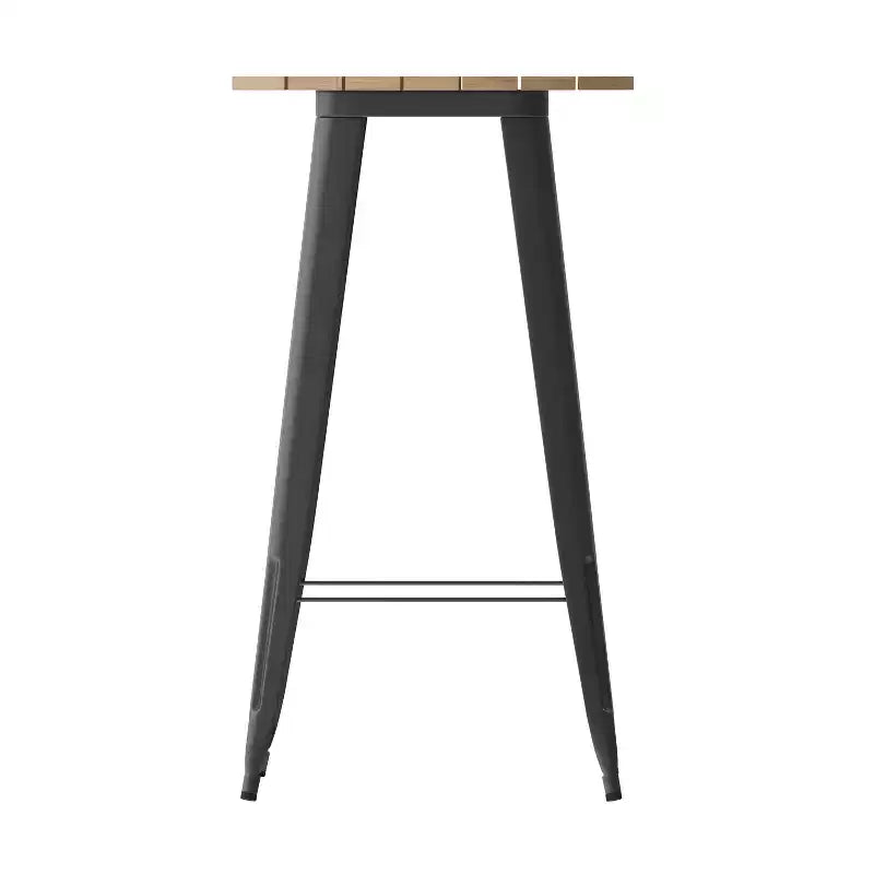Table de bar Emma et Oliver pour intérieur/extérieur, plateau rond en polyrésine tout temps de 60 cm avec base en acier