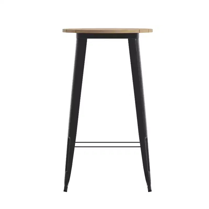 Table de bar Emma et Oliver pour intérieur/extérieur, plateau rond en polyrésine tout temps de 60 cm avec base en acier