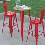 Table de bar Emma et Oliver pour intérieur/extérieur, plateau rond en polyrésine tout temps de 60 cm avec base en acier