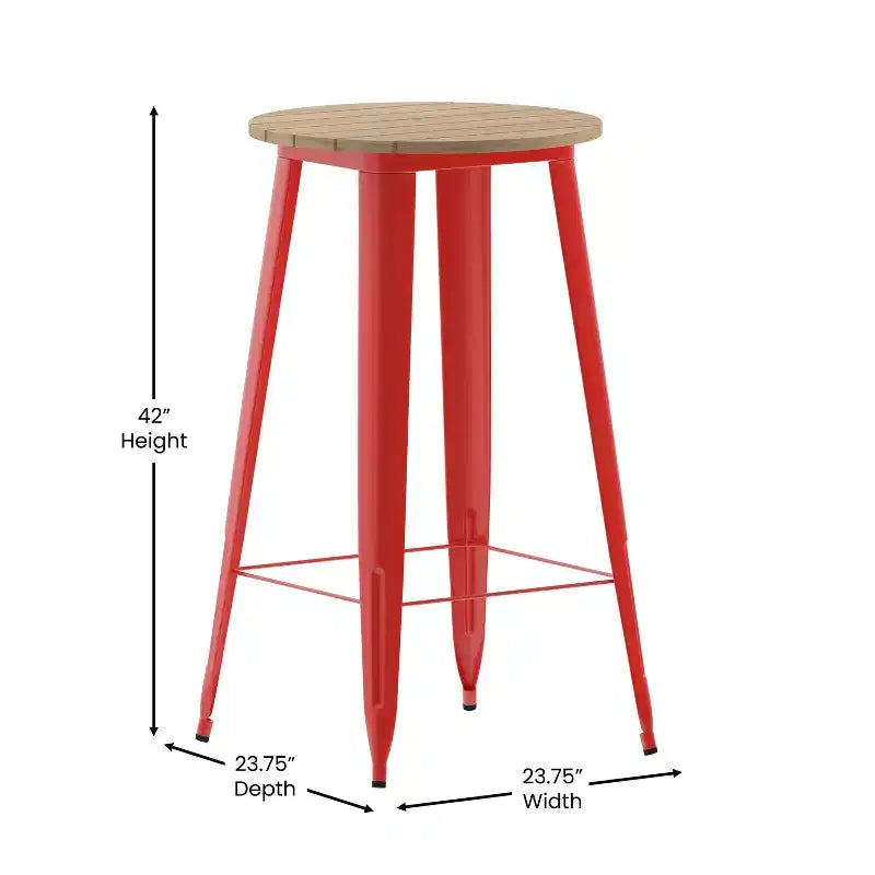 Table de bar Emma et Oliver pour intérieur/extérieur, plateau rond en polyrésine tout temps de 60 cm avec base en acier