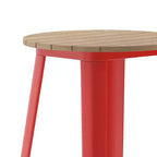 Table de bar Emma et Oliver pour intérieur/extérieur, plateau rond en polyrésine tout temps de 60 cm avec base en acier