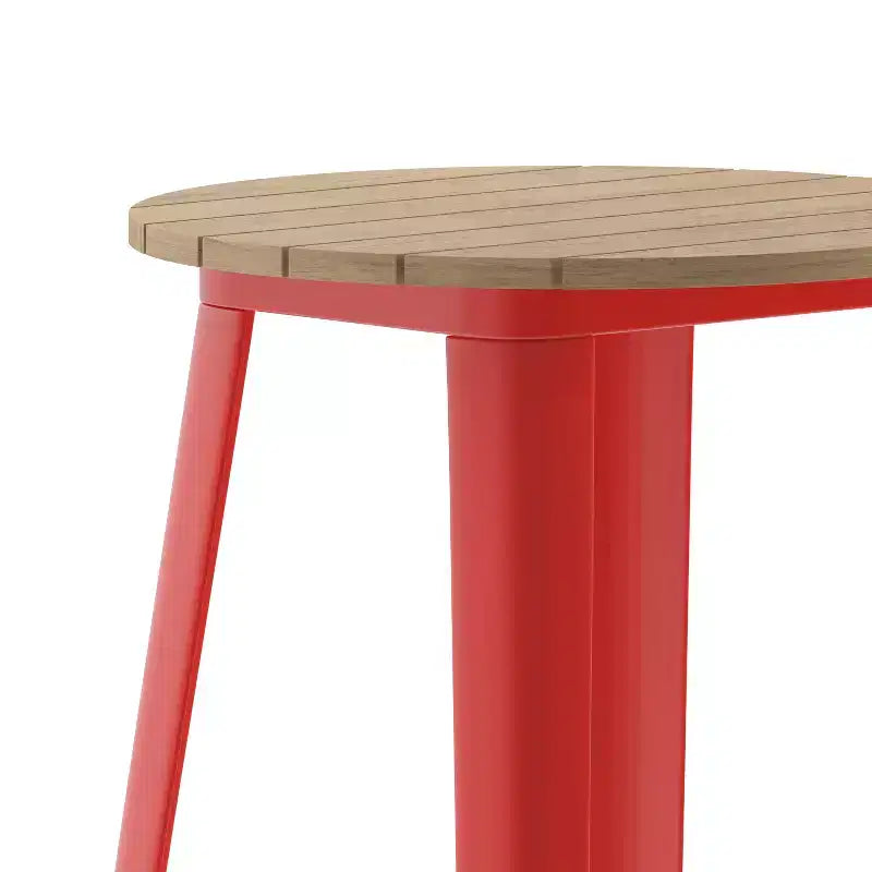 Table de bar Emma et Oliver pour intérieur/extérieur, plateau rond en polyrésine tout temps de 60 cm avec base en acier