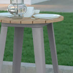 Table de bar Emma et Oliver pour intérieur/extérieur, plateau rond en polyrésine tout temps de 60 cm avec base en acier