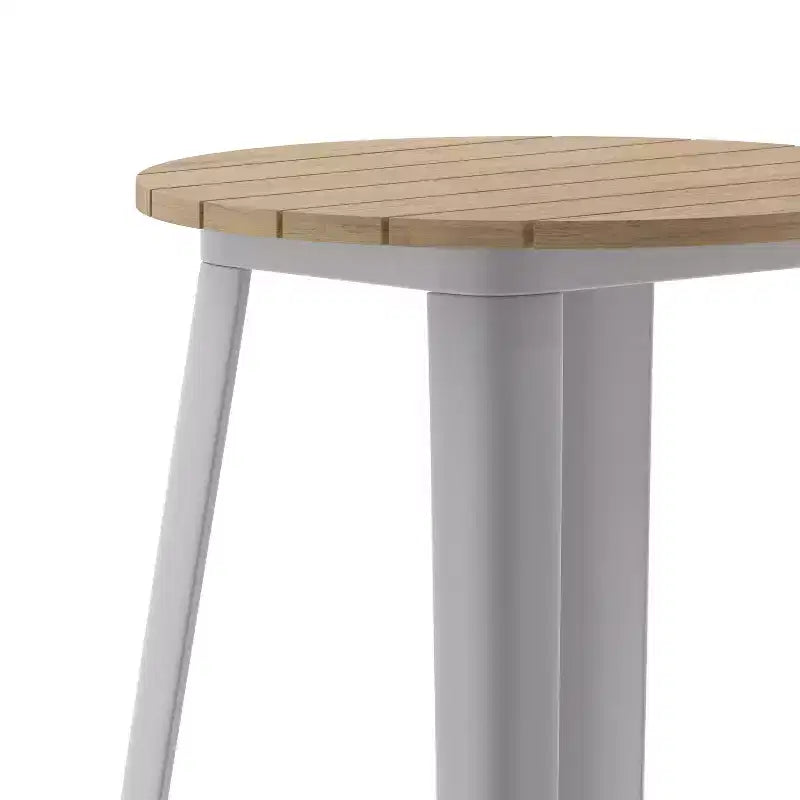 Table de bar Emma et Oliver pour intérieur/extérieur, plateau rond en polyrésine tout temps de 60 cm avec base en acier