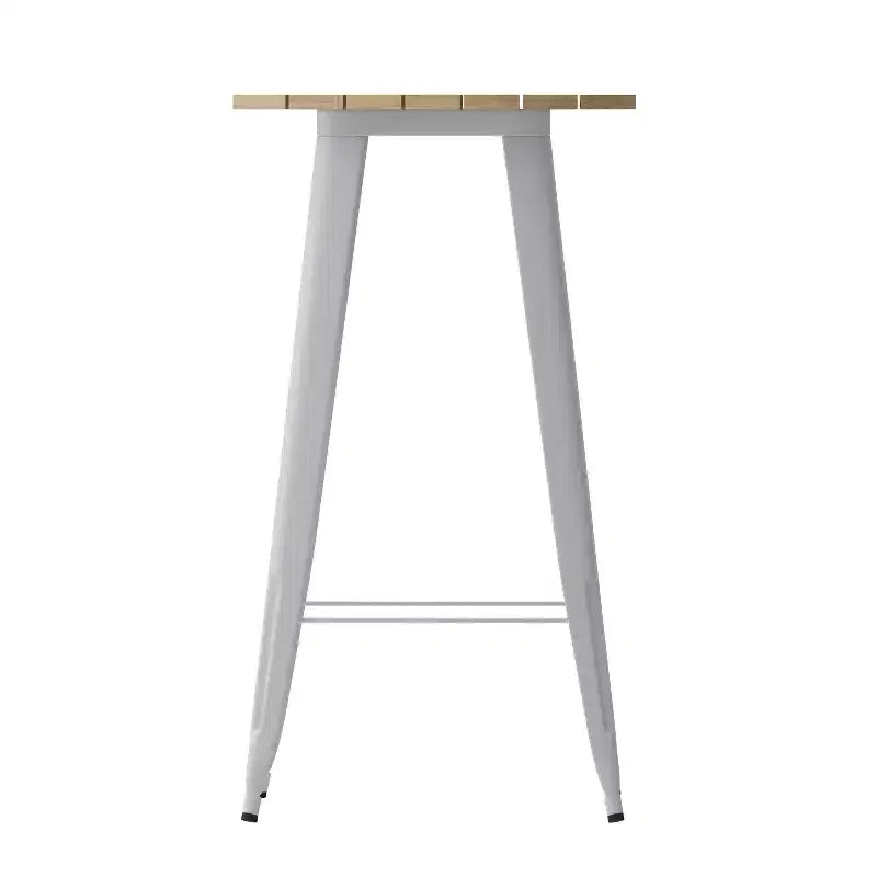 Table de bar Emma et Oliver pour intérieur/extérieur, plateau rond en polyrésine tout temps de 60 cm avec base en acier