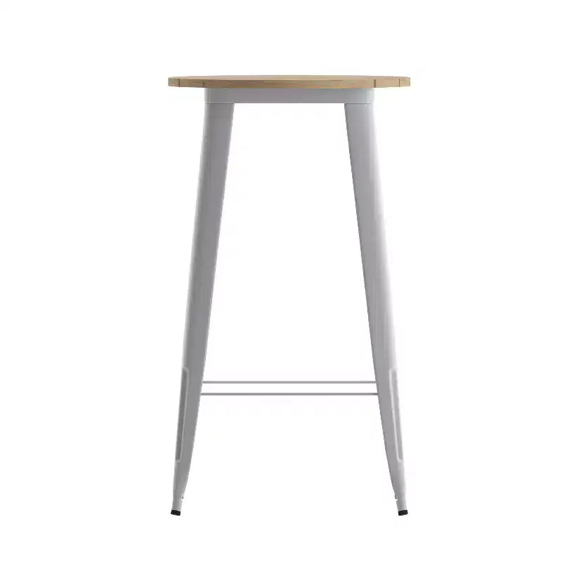 Table de bar Emma et Oliver pour intérieur/extérieur, plateau rond en polyrésine tout temps de 60 cm avec base en acier