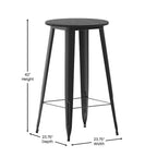 Table de bar Emma et Oliver pour intérieur/extérieur, plateau rond en polyrésine tout temps de 60 cm avec base en acier