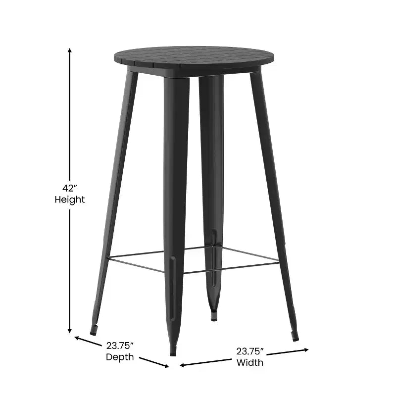 Table de bar Emma et Oliver pour intérieur/extérieur, plateau rond en polyrésine tout temps de 60 cm avec base en acier