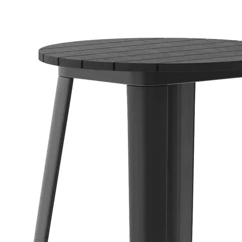 Table de bar Emma et Oliver pour intérieur/extérieur, plateau rond en polyrésine tout temps de 60 cm avec base en acier