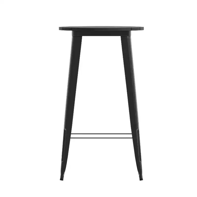 Table de bar Emma et Oliver pour intérieur/extérieur, plateau rond en polyrésine tout temps de 60 cm avec base en acier