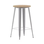 Table de bar Emma et Oliver pour intérieur/extérieur, plateau rond en polyrésine tout temps de 60 cm avec base en acier