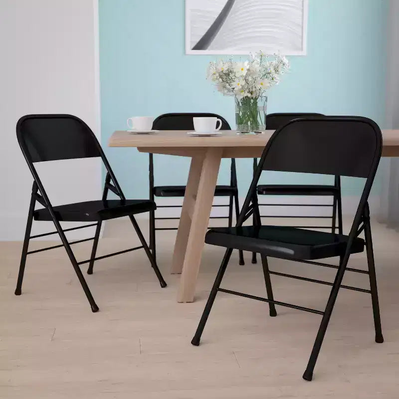 Emma et Oliver Lot de 4 chaises pliantes en métal à triple renfort et double charnière