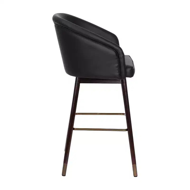 Tabouret de bar rembourré Emma et Oliver avec cadre en bois – Lot de 2