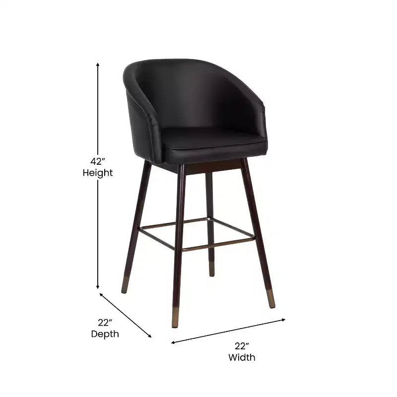 Tabouret de bar rembourré Emma et Oliver avec cadre en bois – Lot de 2