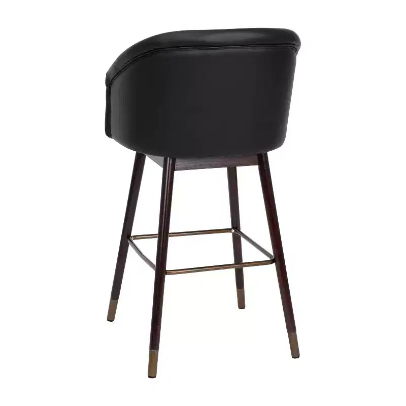 Tabouret de bar rembourré Emma et Oliver avec cadre en bois – Lot de 2