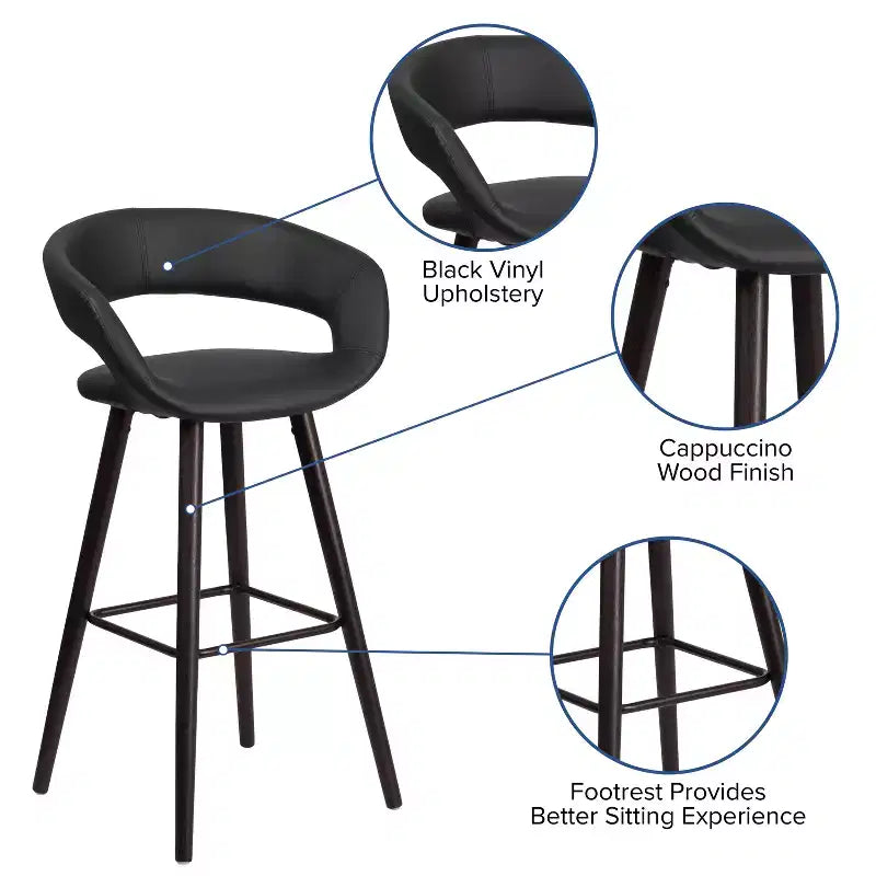 Emma et Oliver, lot de 2 tabourets de bar contemporains de 74 cm de haut en vinyle avec cadre en bois cappuccino