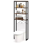 Étagère de rangement Costway à 4 niveaux au-dessus des toilettes, organisateur de salle de bain autoportant, marron rustique