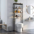 Étagère de rangement Costway à 4 niveaux au-dessus des toilettes, organisateur de salle de bain autoportant, marron rustique