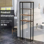 Étagère de rangement Costway à 4 niveaux au-dessus des toilettes, organisateur de salle de bain autoportant, marron rustique
