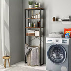 Étagère de rangement Costway à 4 niveaux au-dessus des toilettes, organisateur de salle de bain autoportant, marron rustique