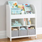 Martha Stewart Kids' Jr. Book and Bin Browser: Children's Bookshelf, Toy Storage with Book Display with Fabric Bins