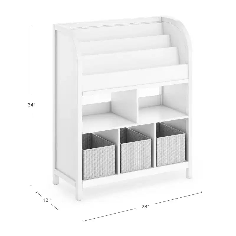 Étagère et bac de rangement pour enfants Martha Stewart Kids' Jr. : Bibliothèque pour enfants, rangement de jouets avec présentoir de livres et bacs en tissu