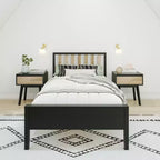 Cadre de lit double scandinave Max & Lily, plateforme de lit en bois massif avec tête de lit