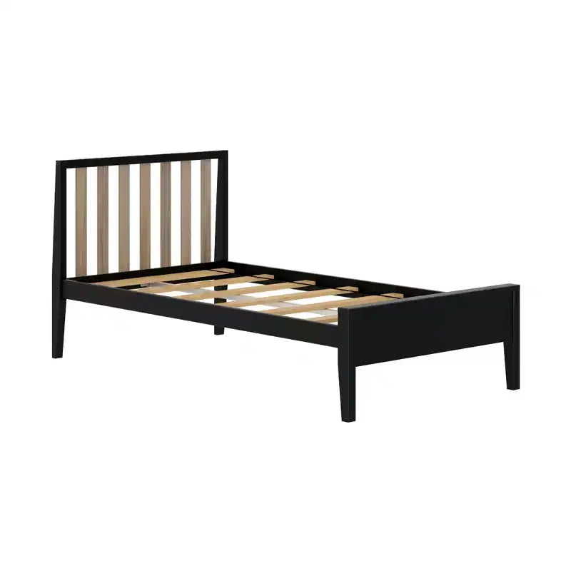 Cadre de lit double scandinave Max & Lily, plateforme de lit en bois massif avec tête de lit