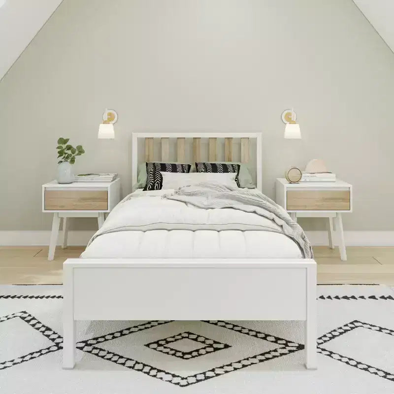 Cadre de lit double scandinave Max & Lily, plateforme de lit en bois massif avec tête de lit