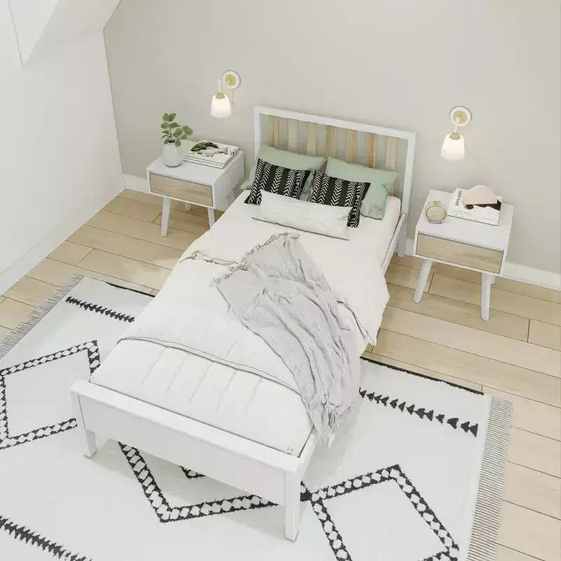 Cadre de lit double scandinave Max & Lily, plateforme de lit en bois massif avec tête de lit