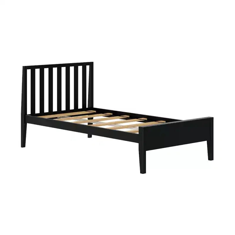 Cadre de lit double scandinave Max & Lily, plateforme de lit en bois massif avec tête de lit