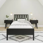 Cadre de lit double scandinave Max & Lily, plateforme de lit en bois massif avec tête de lit