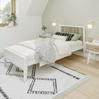 Max & Lily Scandinavian Twin Bed Frame, Solid Wood Platform Bed with Headboard
