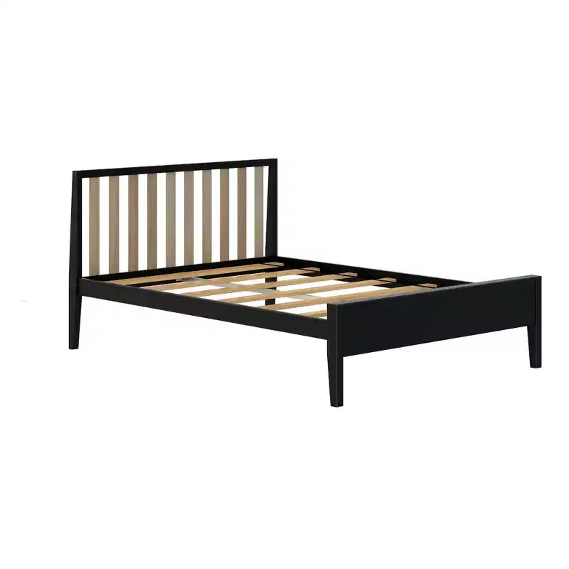 Lit plateforme scandinave double Max & Lily, en bois massif avec tête de lit pour enfants