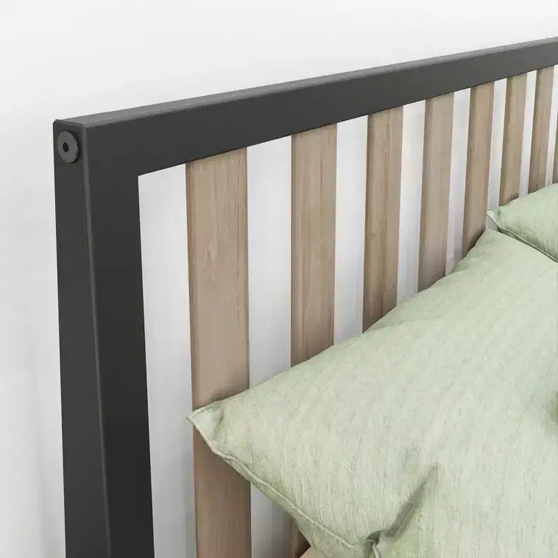 Lit plateforme scandinave double Max & Lily, en bois massif avec tête de lit pour enfants
